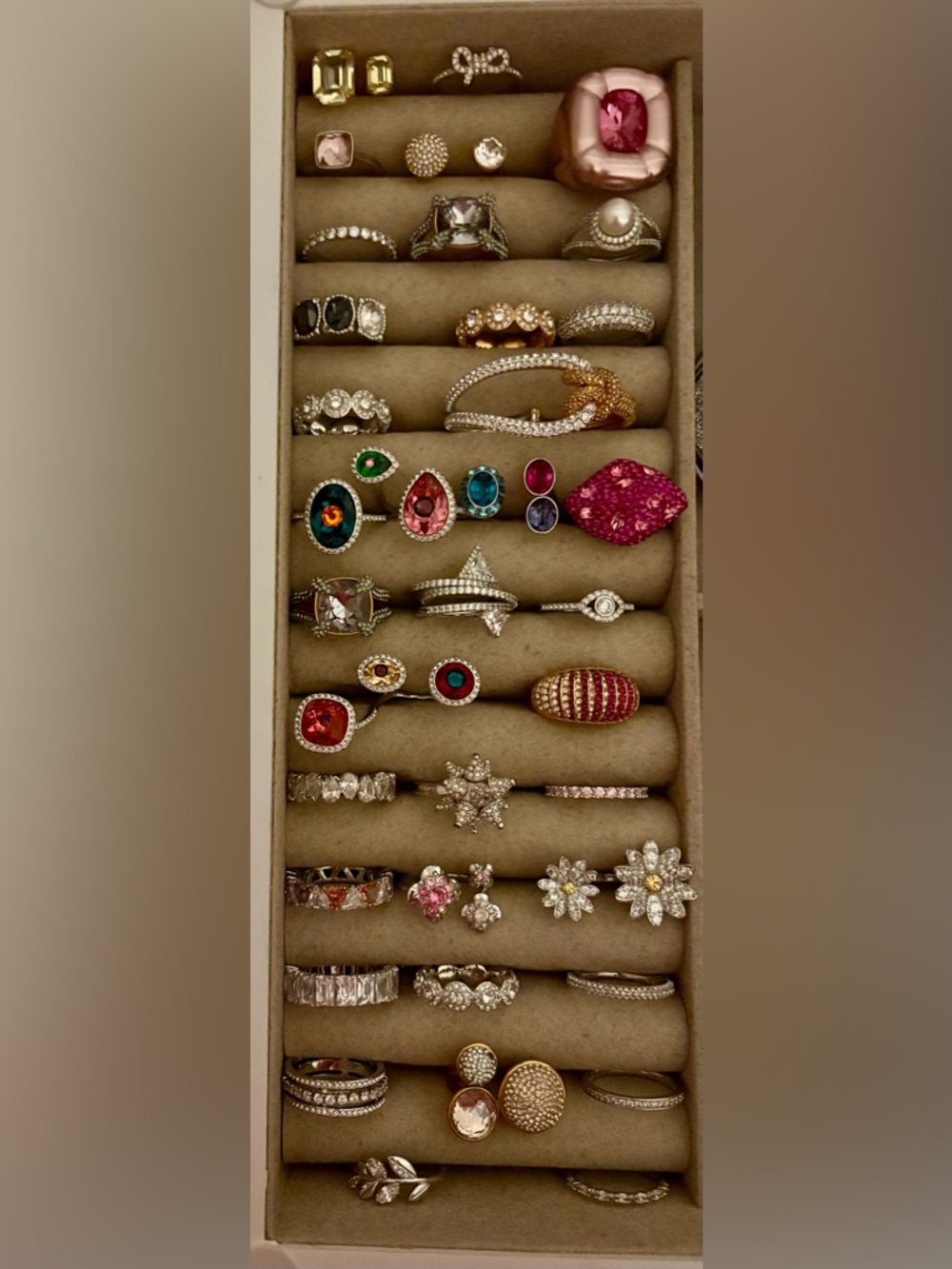 Genuine Swarovski Crystal Ring Collection: 35 rings total, sizes 8-9
